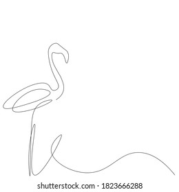 Flamingo bird line drawing. Vector illustration