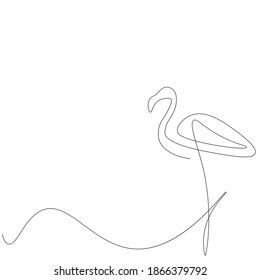 Flamingo bird line drawing vector illustration