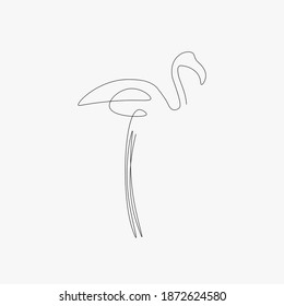 Dibujo de la línea de ave Flamingo, ilustración vectorial