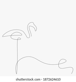Dibujo de la línea de ave Flamingo, ilustración vectorial