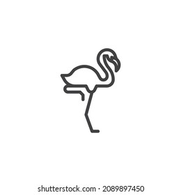 Flamingo bird line icon. linear style sign for mobile concept and web design. Flamingo outline vector icon. Symbol, logo illustration. Vector graphics