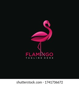 Flamingo bird logo concept in abstract