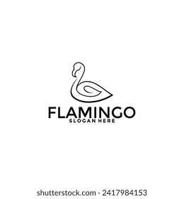 Concepto del logotipo del ave flamenca, plantilla del vector del logotipo del flamenco elegante