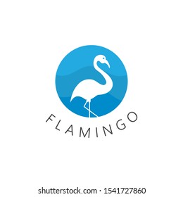 Flamingo bird  logo design concept template vector icon