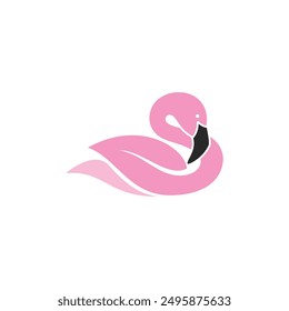 Flamingo Bird Logo Design Template