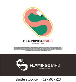 Flamingo Bird logo icon symbol template design