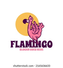 flamingo bird mascot cartoon logo design