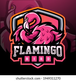 Flamingo bird mascot. esport logo design