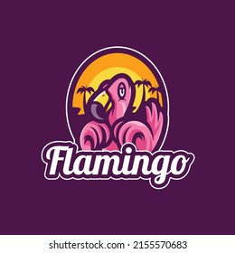 Ilustración del logotipo de la mascota de aves Flamingo