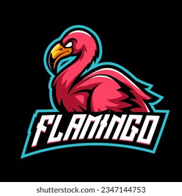 Flamingo bird mascot. sport logo design