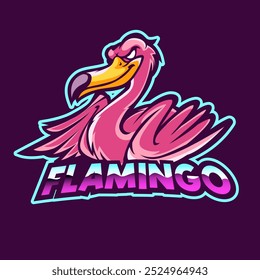 Flamingo bird mascot. sport logo design