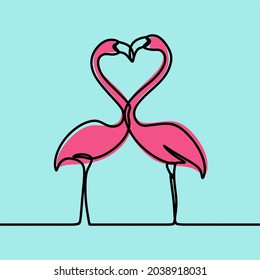 Minimización de aves flamingo en línea continua vector de la prima de arte