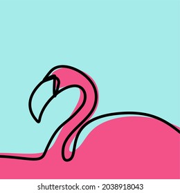 Minimización de aves flamingo en línea continua vector de la prima de arte
