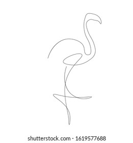 Flamingo bird one line drawing vector illustration
