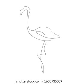 Flamingo bird one line drawing vector illustration