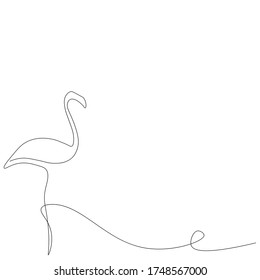 Flamingo bird one line drawing vector illustration