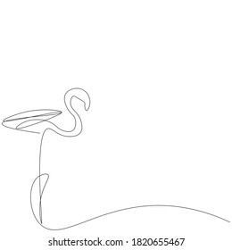 Flamingo bird one line drawing. Wild animal line drawing vector illustration