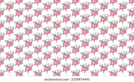Ilustración del vector de diseño de la patente de aves Flamingo