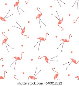Flamingo bird pattern , seamless background , Summer Concept , vector.
