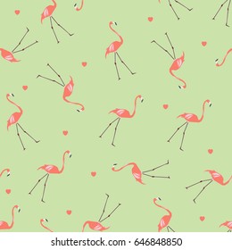 Flamingo bird pattern , seamless background , Summer Concept , vector.
