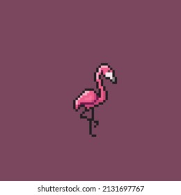 a flamingo bird in pixel style