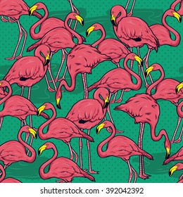 Flamingo Bird seamless pattern