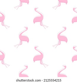 patrón de pájaro flamingo sin soldadura sobre fondo blanco