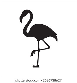 Flamingo Bird Silhouette Icon – Tropical Standing Bird Vector