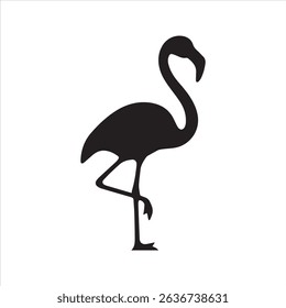 Flamingo Bird Silhouette Icon – Tropical Standing Bird Vector