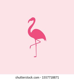 Flamingo bird silhouette illustration logo vector design on pink background
