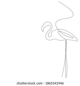 Flamingo bird silhouette line drawing vector illustration