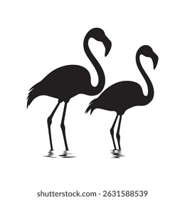 Flamingo Bird silhouette vector, and heron vector illustration design