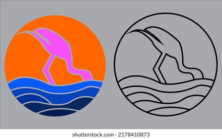 flamingo bird simple logo design