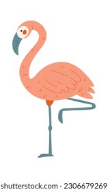 Flamingo Bird Standing on one leg Vector Illustration