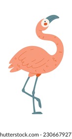 Ave Flamingo de pie en una pierna Ilustración vectorial