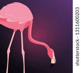flamingo bird starry night