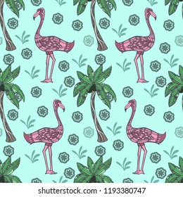 flamingo bird summer pattern