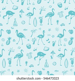 flamingo bird summer pattern