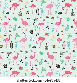 flamingo bird summer pattern