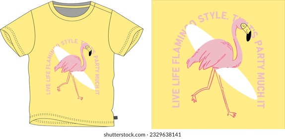 Flamingo bird t shirt graphic design vector illustration \