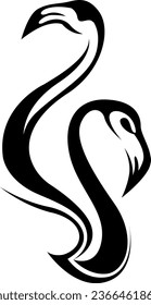 Flamingo bird tattoo, tattoo illustration, vector on a white background.