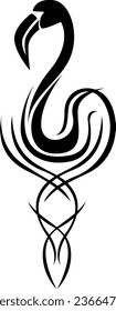 Flamingo bird tattoo, tattoo illustration, vector on a white background.