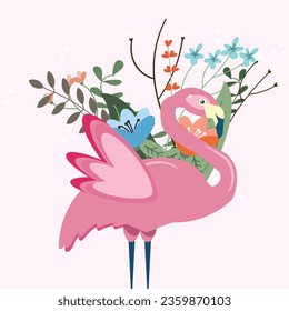 Ilustración de diseño de vectores de pájaro Flamingo