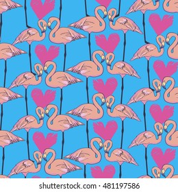 Flamingo bird - vector illustration pattern
