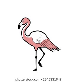 Flamingo-Vogel, Vektorgrafik mit rosafarbener weißer Farbe