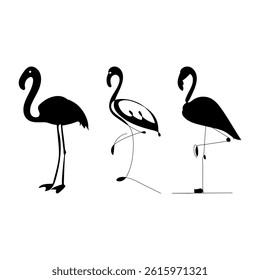 flamingo bird vector set .Flamingo bird Vector Images. Flamingo silhouette set vector design, flamingo  Vector Art, Icons, and Graphics illustration