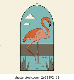 Flamingo Bird Wall Poster Art: 