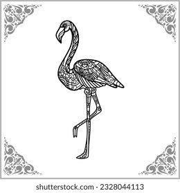 flamingo bird zentangle arts. isolated on white background of illustration