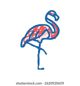 flamingo bird in zoo doodle ícone esboço vetor. flamingo bird in zoo sign. símbolo isolado ilustração