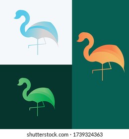Flamingo birds logo design template